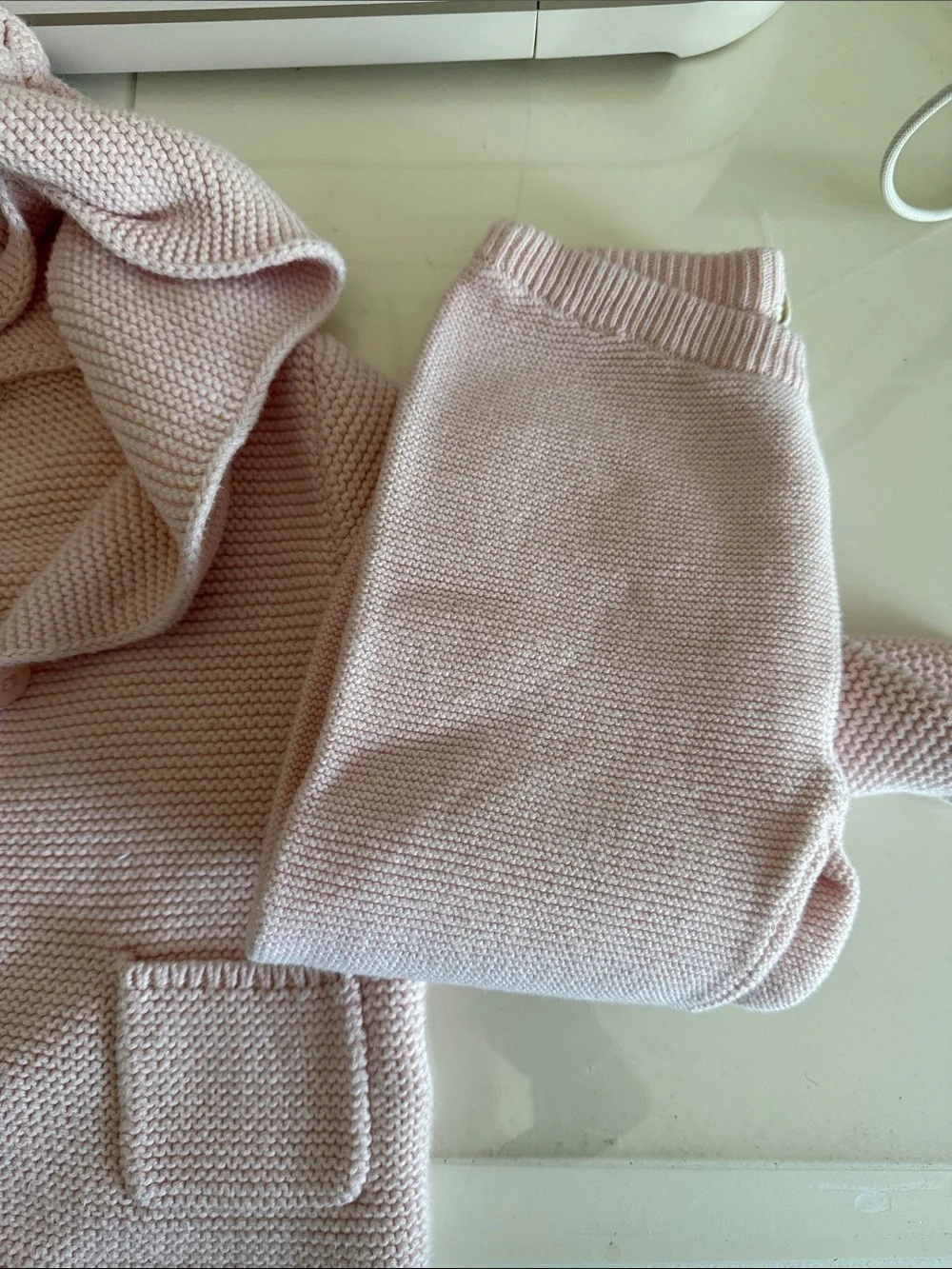 GAP Baby Pink Knit Hooded Cardigan and Pants Set 12-18M